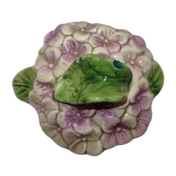 Vintage Lavender Purple Hydrangea Majolica Teapot - Picture 7 of 8